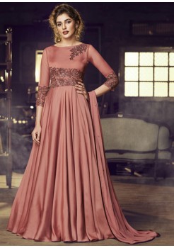 Copper Brown Silk Readymade Gown